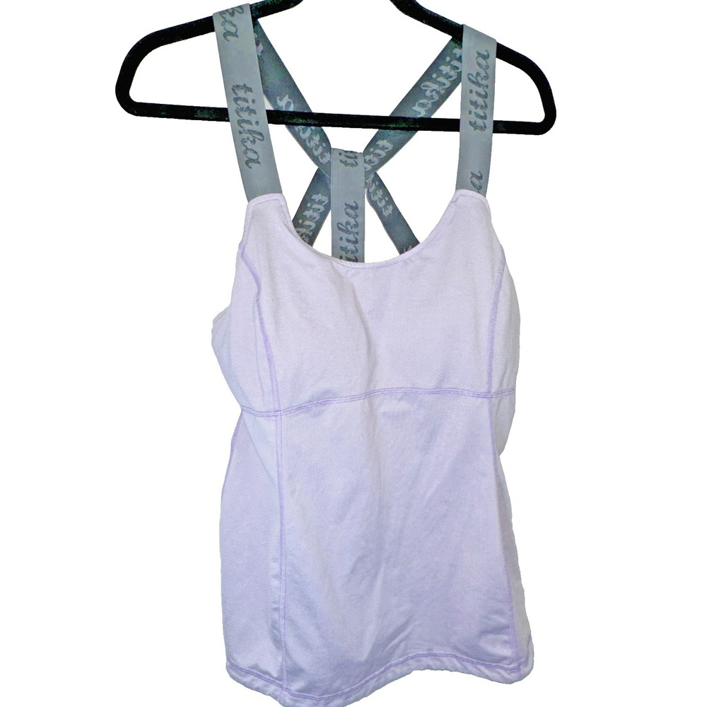 Titika Racerback Tank Top Lavender?Gray Straps Size 10 Activewear Shelf Bra
